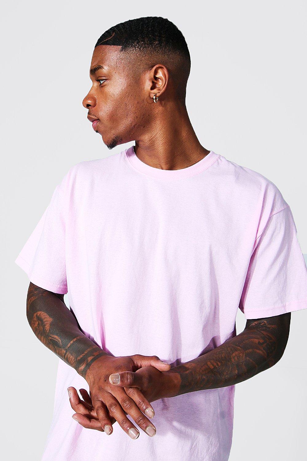 Pink t shirt male sale